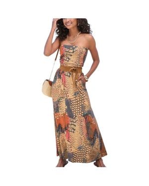 Lascana Bandeau Maxi Dress - Brown