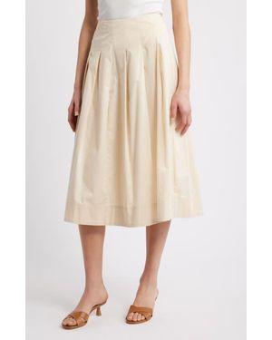 Caslon Stretch Cotton Poplin Midi Skirt - Natural