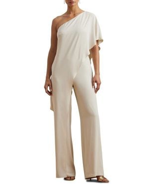 Ralph Lauren April One-Shoulder Georgette Jumpsuit - Natural