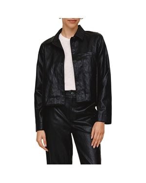 Bella Dahl Crop Faux Leather Jacket - Black