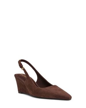 Anne Klein Cookie Wedge Slingback Pump - Brown