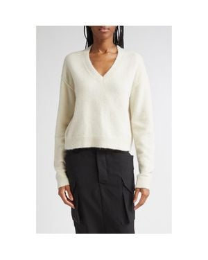 Rick Owens Tommy Alpaca & Wool Blend V-Neck Sweater - White
