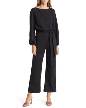 NIKKI LUND Joy Long Sleeve Tie Waist Jumpsuit - Black