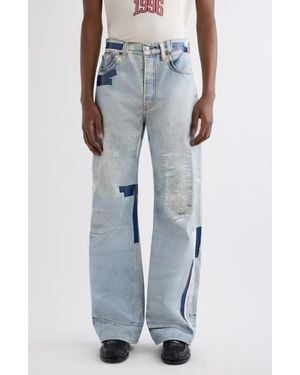 Acne Studios 2021 Trompe L'Oeil Tape Loose Fit Wide Leg Jeans - Blue