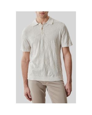 Robert Barakett Jorik Leaf Jacquard Polo Sweater - Gray