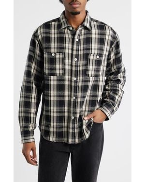 Edwin Plaid Cotton Button-Up Work Shirt - Black