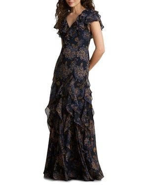 Ralph Lauren Floral Georgette Maxi Dress - Black
