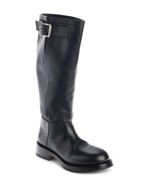 Balenciaga Motor Leather Knee High Boot - Black