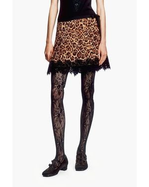 Anna Sui Leopard Denim Kilt - Black