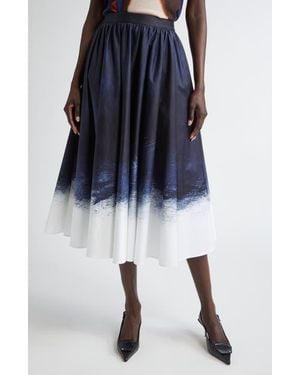 Jason Wu Brushed Stretch Cotton Canvas Circle Skirt - Blue