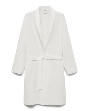 Mango Embroidered Cotton Gown - White