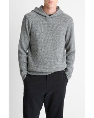 Vince Brushed Waffle Texture Pullover Hoodie - Gray