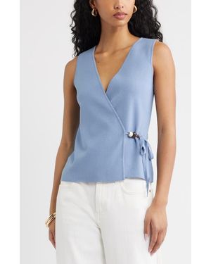 Open Edit Side Tie Sweater Vest - Blue