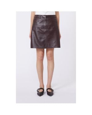 Weekend by Maxmara Doncia Leather Miniskirt - Red