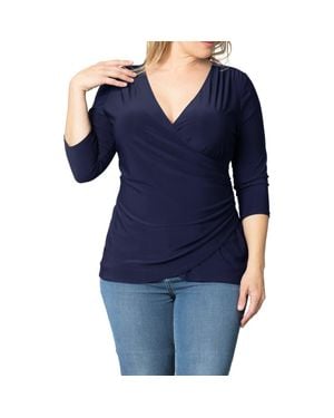 Kiyonna Faux Wrap Top - Blue