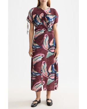 Scotch & Soda Short Sleeve Drawstring Maxi Dress - Red