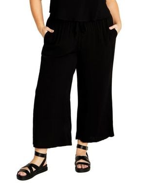 City Chic Nova Wide Leg Drawstring Ankle Pants - Black