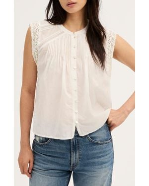 Madewell Lace Trim Sleeveless Top - White