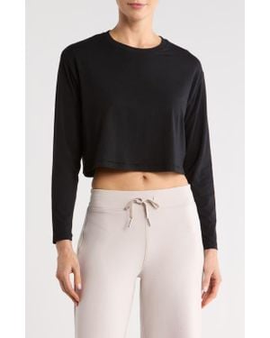 Spanx Supernatural Long Sleeve Crop T-Shirt - Black