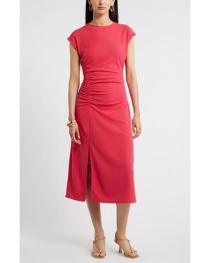 Nordstrom Side Ruched Knit Midi Dress - Red