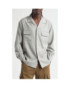 Second Layer Church Wool Button-Up Shirt - Gray