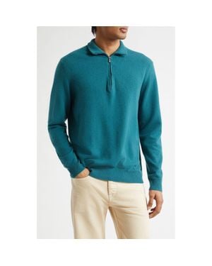 Massimo Alba Half Zip Cashmere Sweater - Green