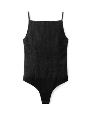 Mango June Denim Bodysuit - Black
