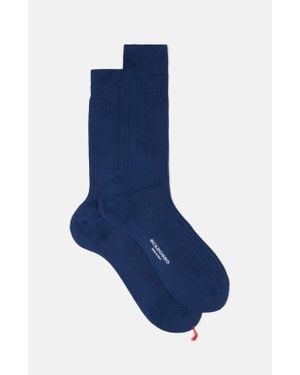 SCAROSSO Cotton Calf Socks - Blue