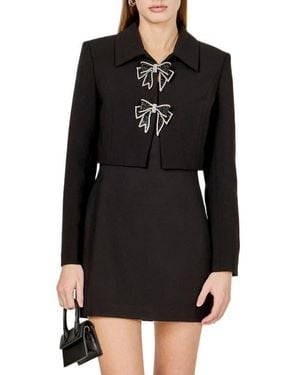 Endless Rose Rhinestone Bow Detail Crop Jacket - Black