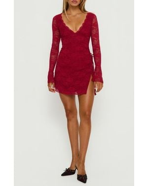 Princess Polly Airaella Long Sleeve Lace Minidress - Red