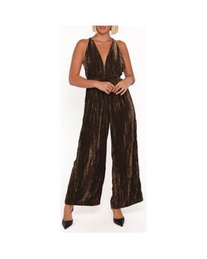 Petal & Pup Melody Crushed Velvet Jumpsuit - Black