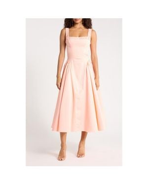 House Of Cb Dorothy Stretch Pima Cotton Cocktail Midi Dress - Pink
