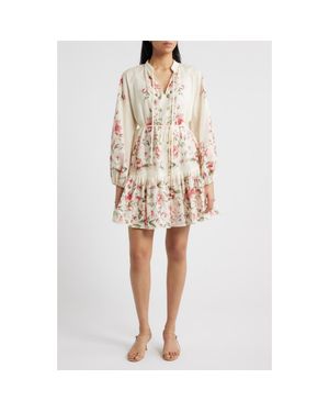 Sam Edelman Floral Print Long Sleeve Dress - Natural