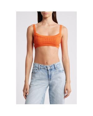 Mistress Rocks Dainty Square Neck Pointelle Bralette - Blue