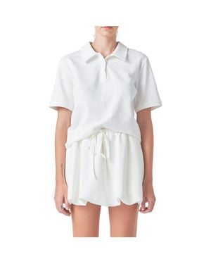 Grey Lab Cotton Piqué Polo Shirt - White