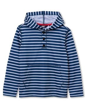 Lands' End Boys Henley Pullover Hoodie - Blue