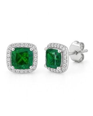 Donatello Gian Sterling Emerald Halo Earrings - Green