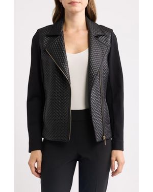 Anne Klein Asymmetric Faux Leather Moto Jacket - Black