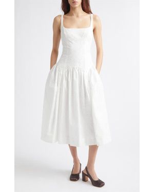 Sandy Liang Cricket Cotton Eyelet Midi Dress - White