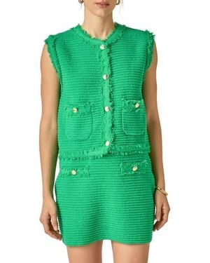 English Factory Fringe Detail Knit Vest - Green