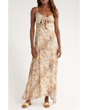Elan Cutout Tie Front Maxi Cover-Up Sundress - Natural
