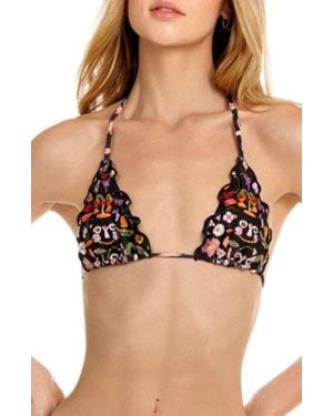 Agua Bendita Lolita Mbar Triangle Bikini Top - Black