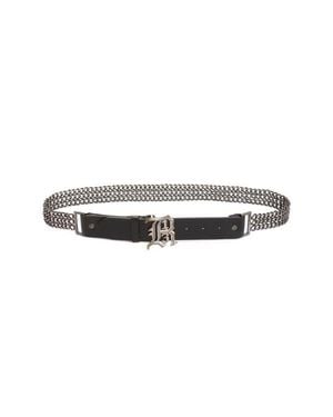 R13 Triple Chain Leather Belt - Black