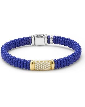 Lagos Two-Tone Matte Ceramic Diamond Bracelet - Blue