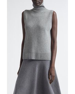 Brandon Maxwell The Bruno Sleeveless Virgin Wool Turtleneck Sweater - Gray