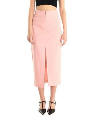 Endless Rose Front Slit Linen Blend Midi Skirt - Pink
