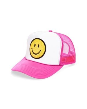 Local Beach Smiley Patch Trucker Hat - Pink