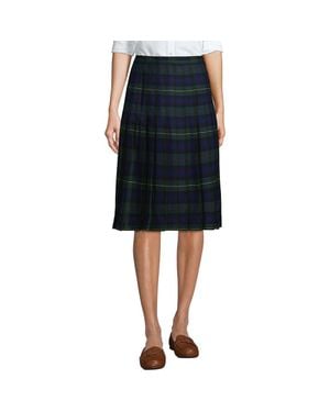 Lands' End School Uniform Plaid Pleated Skirt Below The Knee - Black