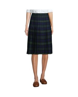 Lands' End School Uniform Plaid Pleated Skirt Below The Knee - Black