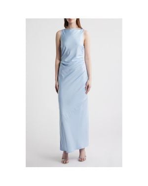 Wayf Isadora Open Cowl Back Cocktail Dress - Blue